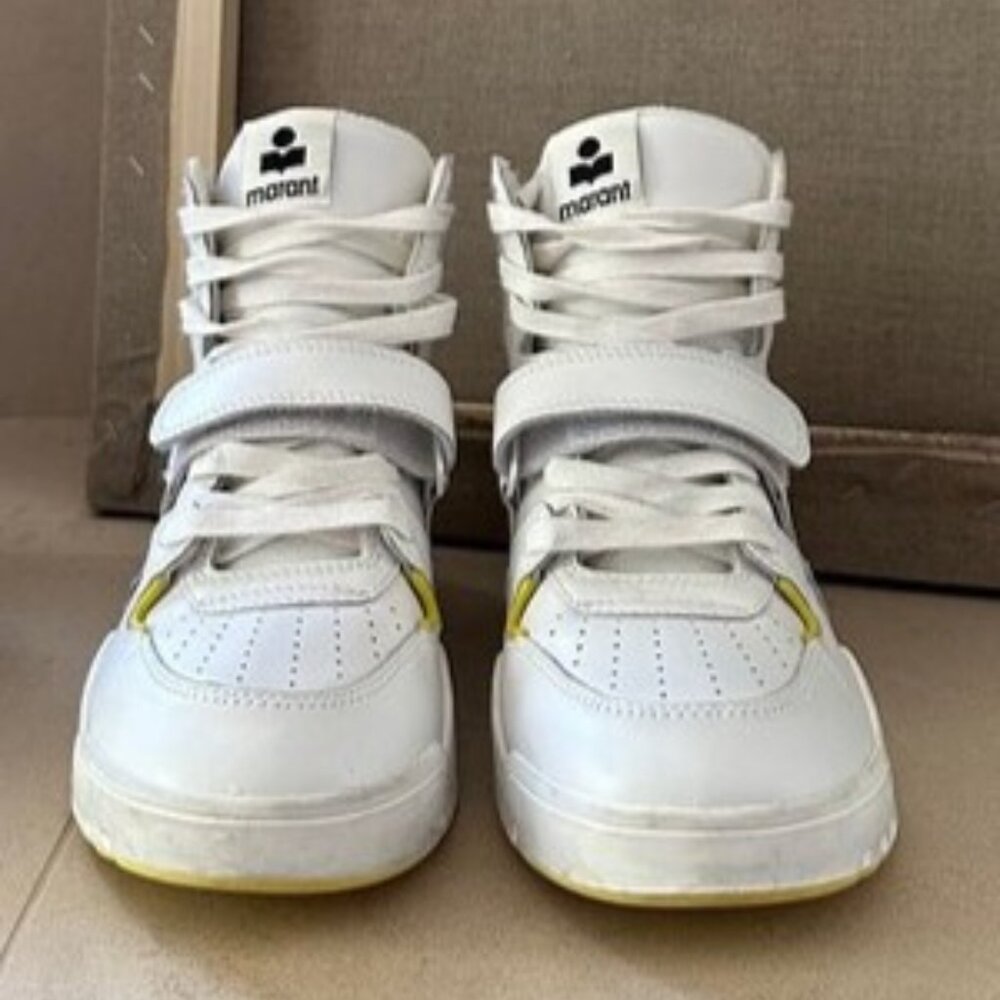 Isabel Marant Aslee Light Yellow/White High Top Women's Sneakers, US Size 7